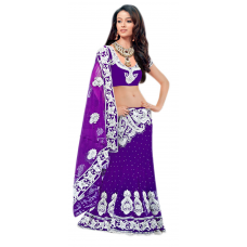 Tremendous Violet Colored Net Lehenga Saree 